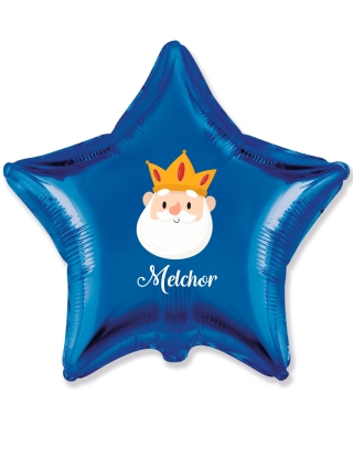 Globos Reyes Magos Melchor Nombre Estrella 45cm Azul