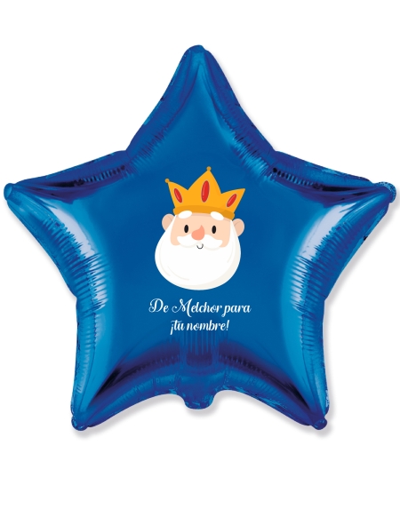 Globos Reyes Magos Melchor Personalizado Estrella 45cm Azul