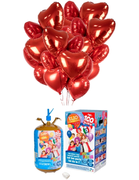 60 Globos Corazon con Helio para San Valentin Poliamida