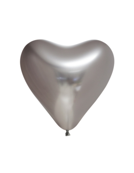 Globo Titanium Chrome Corazon 30cm Plata