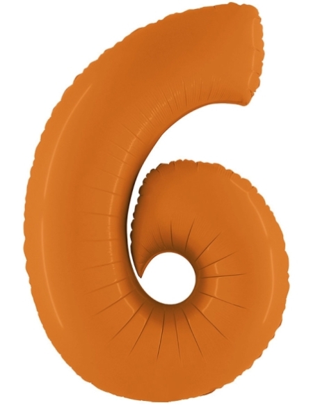 Globo Numero 6 Naranja Mate 100cm