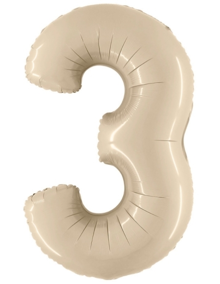 Globo Numero 3 Satin Crema 66cm