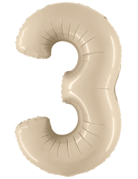 Globo Numero 3 Satin Crema 66cm