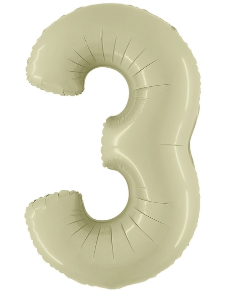 Globo Numero 3 Satin Verde Oliva 66cm