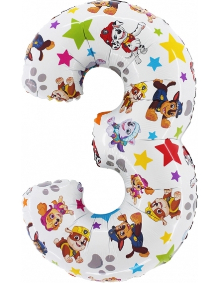 Globo Numero 3 Patrulla Canina 66cm