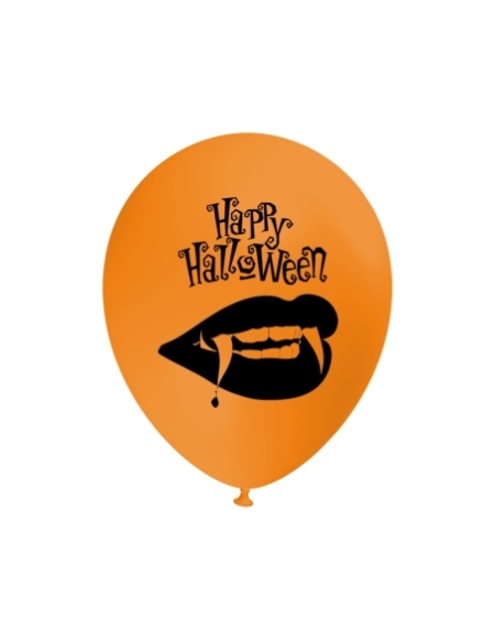 Globos Happy Halloween Vampiro Latex Redondos 30cm Naranja