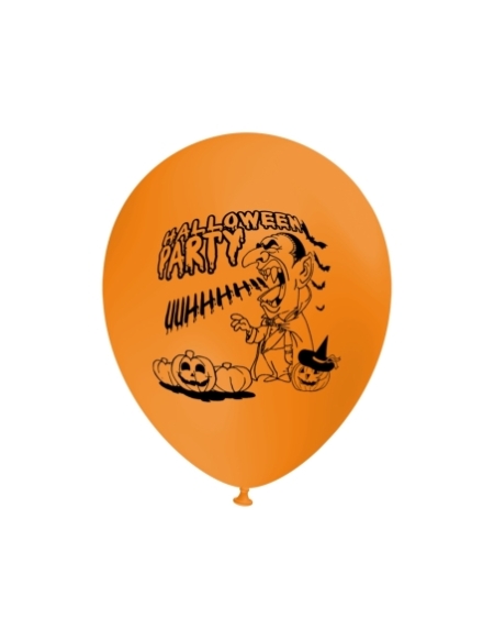 Globos Happy Halloween Dracula Latex Redondos 30cm Naranja