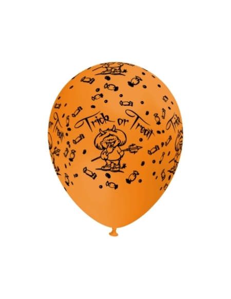 Globos Trick or Treat Latex Redondos 30cm Naranja
