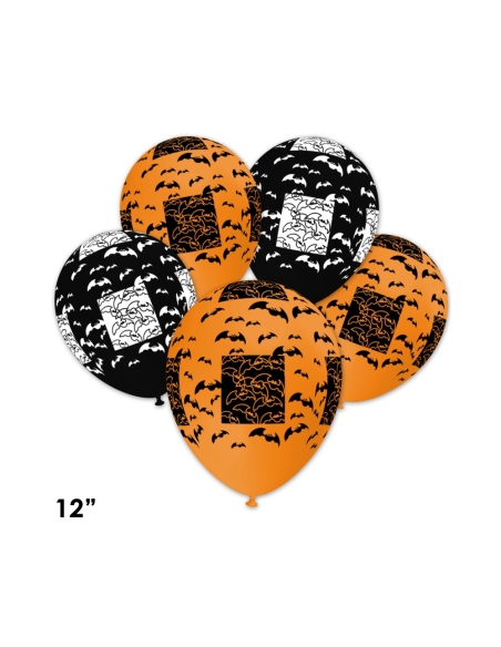 Globos Halloween Murcielagos All Around Latex Redondos 30cm Surtidos
