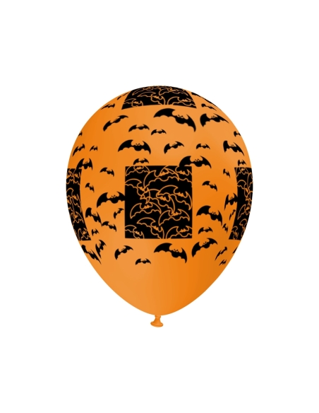 Globos Halloween Murcielagos All Around Latex Redondos 30cm Naranja