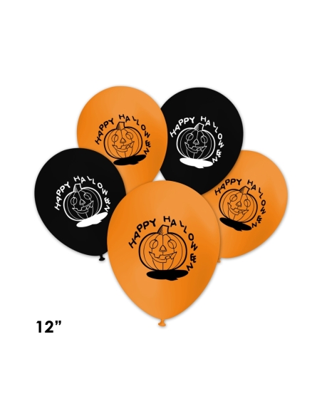 Globos Happy Halloween Calabaza Latex Redondos 30cm Surtidos