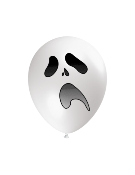 Globos Fantasma Halloween Latex Redondos 30cm Blanco
