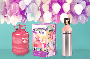 Botellas de Helio Desechable 0.13m3 con 15 Globos Metalizados y Lazos