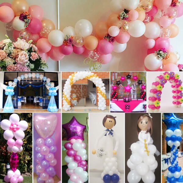arcos, columnas, guirnaldas con globos