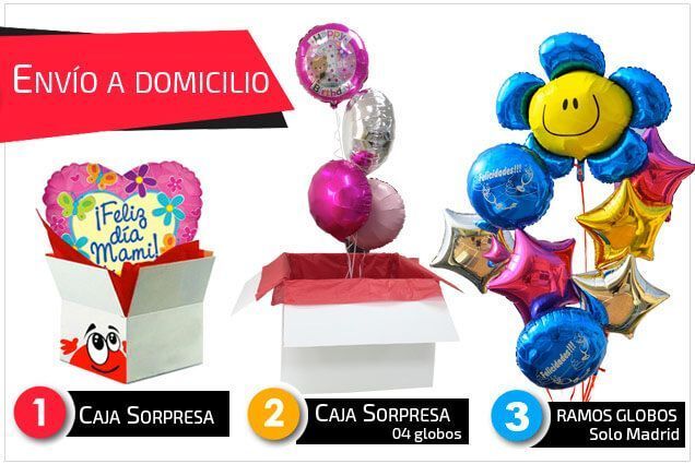 Ramos de globos y cajas sorpresa